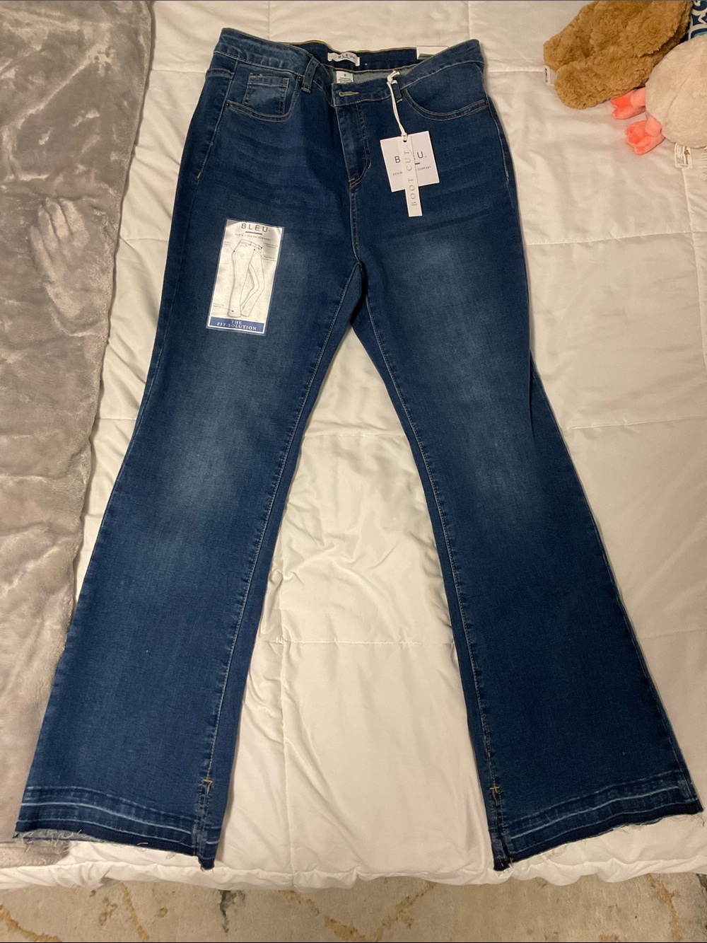 Dark Blue Women's Flare Jeans - Classic Stretch Denim